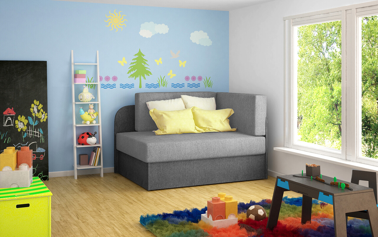 Canapea extensibila 2 locuri, ELTAP, Rosa, 104x75x60 cm, lemn/poliester, gri deschis/gri inchis - imagine 6